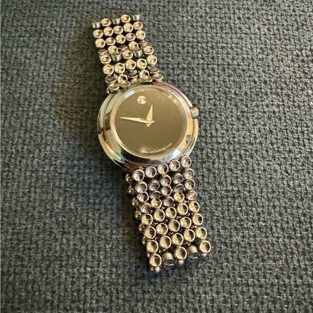 Authentic Movado Women's Trembeili Black Dial Stainless Steel Watch 0605366